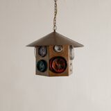 Swedish Mid Century Copper & Glass Ceiling Pendant by Erik Höglund, 1960s