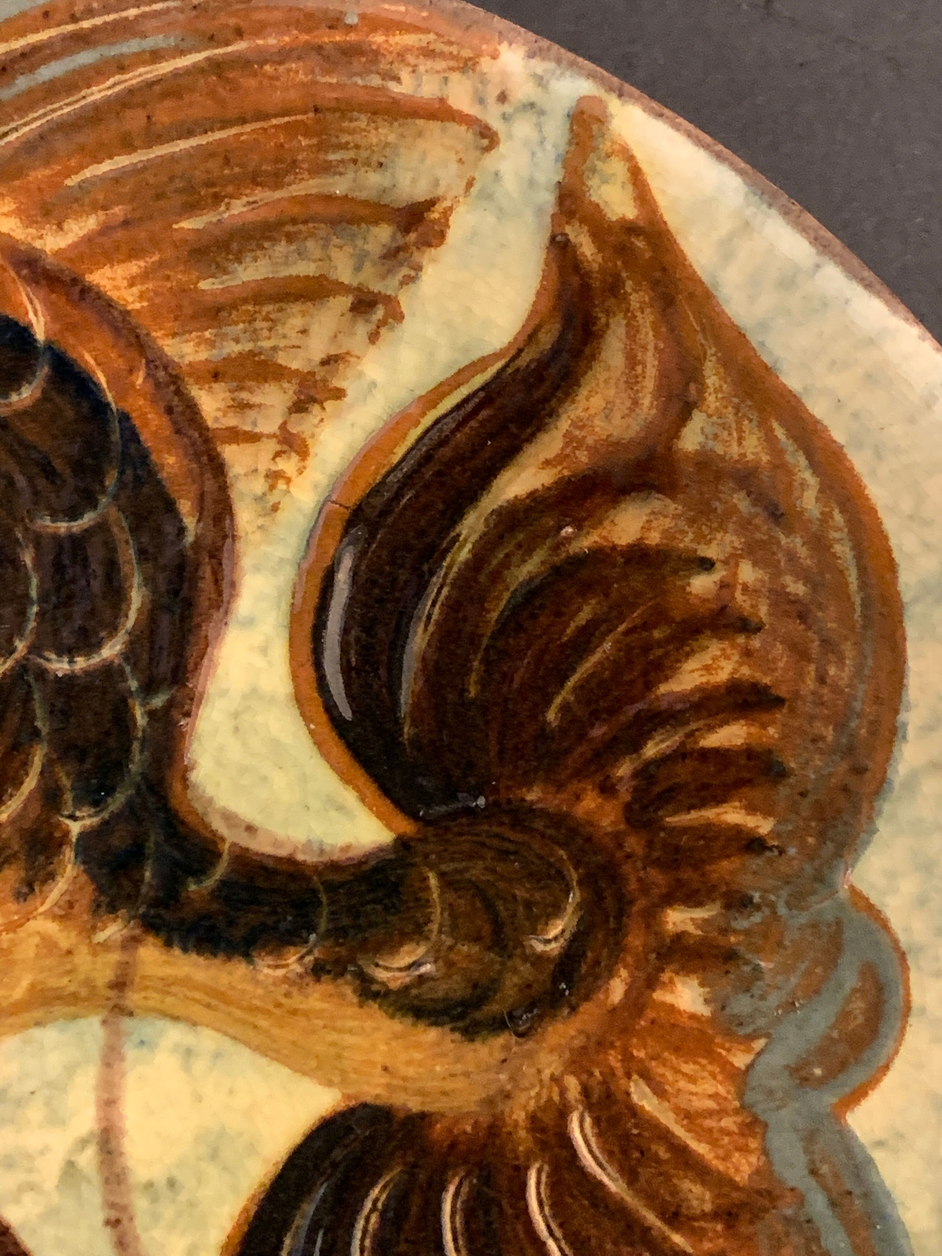 Glazed ceramic dish Puigdemont poisson, 1960