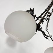 Lustre gothique vintage en laiton et verre, 1970s