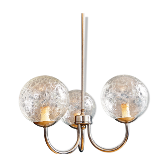 Crackle glass and chrome ceiling light