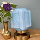 Lampe à poser globe vintage art déco en opaline bleue