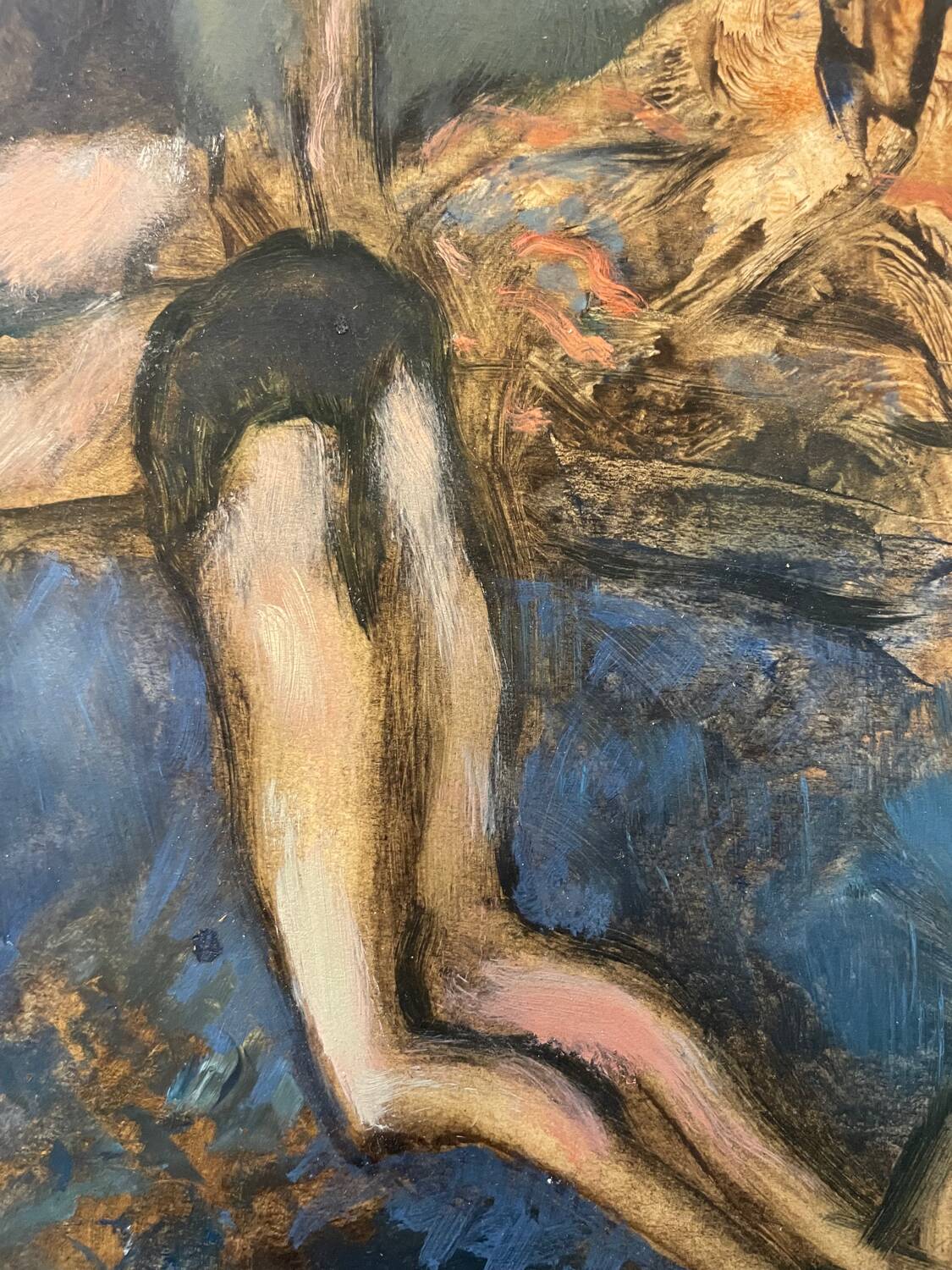 Painting of people at the swimming pool 20th century