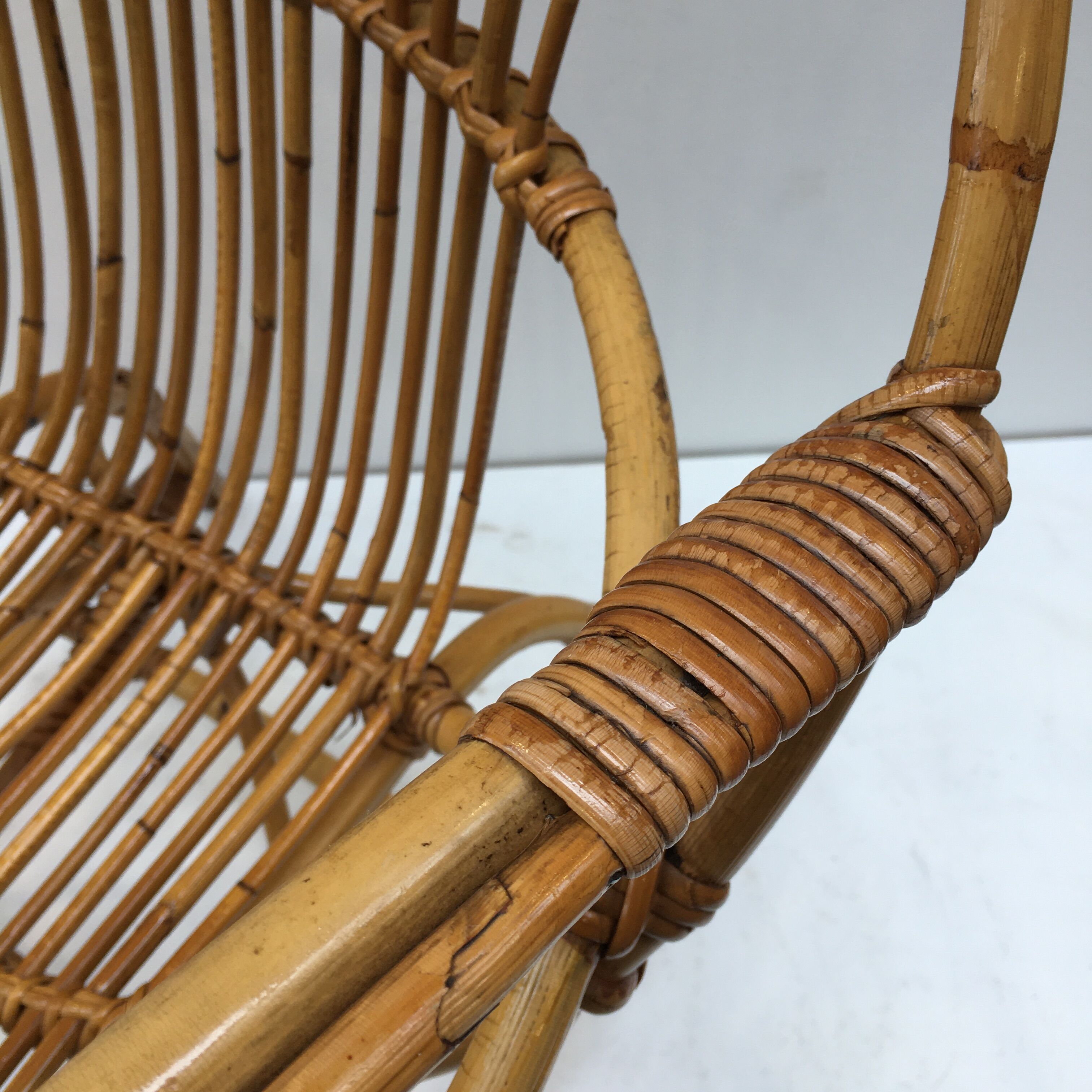 Rattan shell armchair