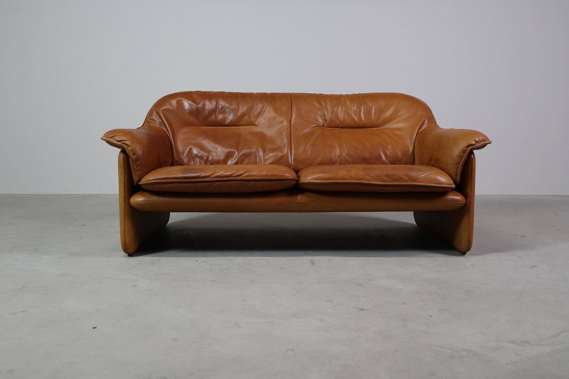 Canapé DS-16 en cuir cognac de De Sede