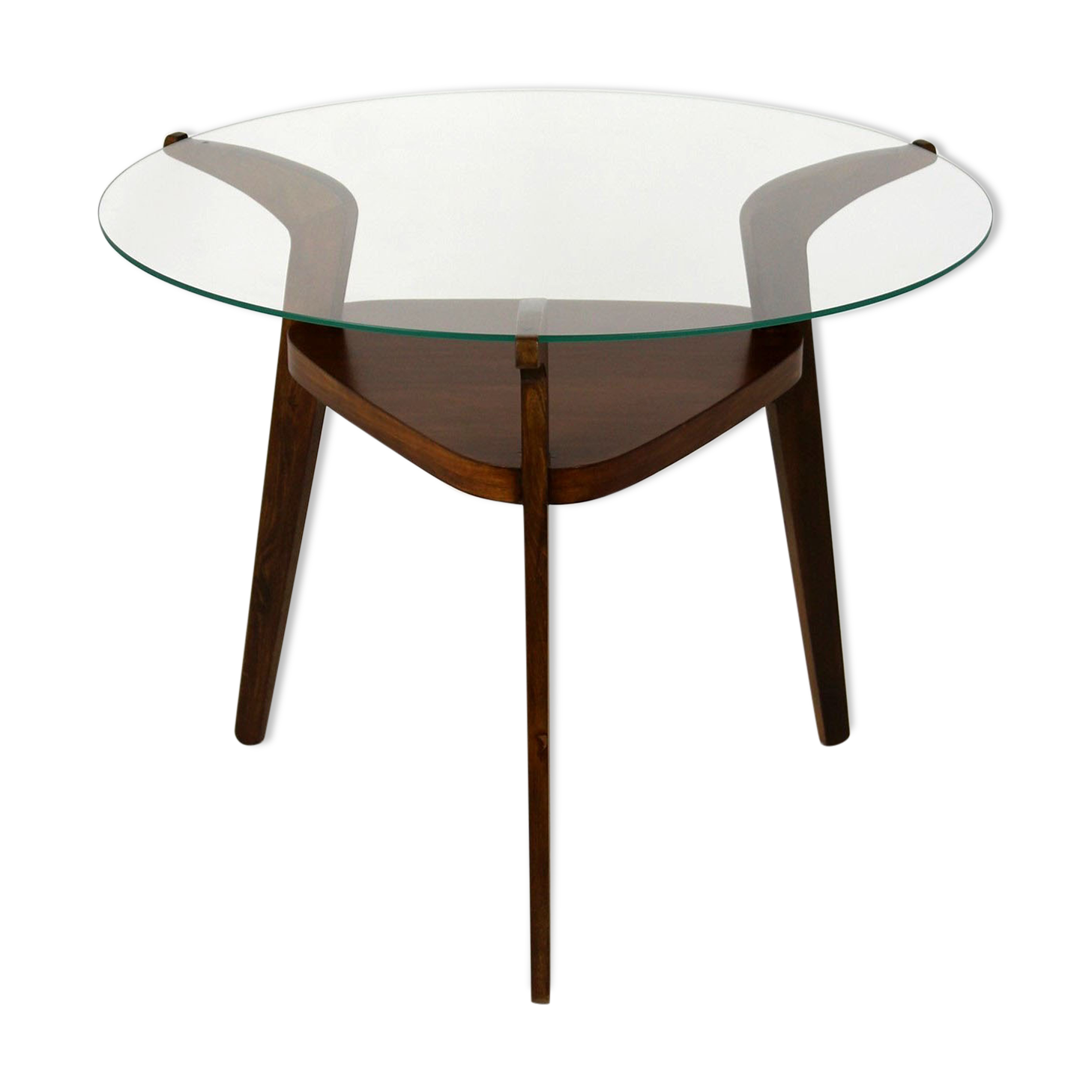 Round czech glass top coffee table from Jitona 1960s
