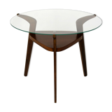 Round czech glass top coffee table from Jitona 1960s