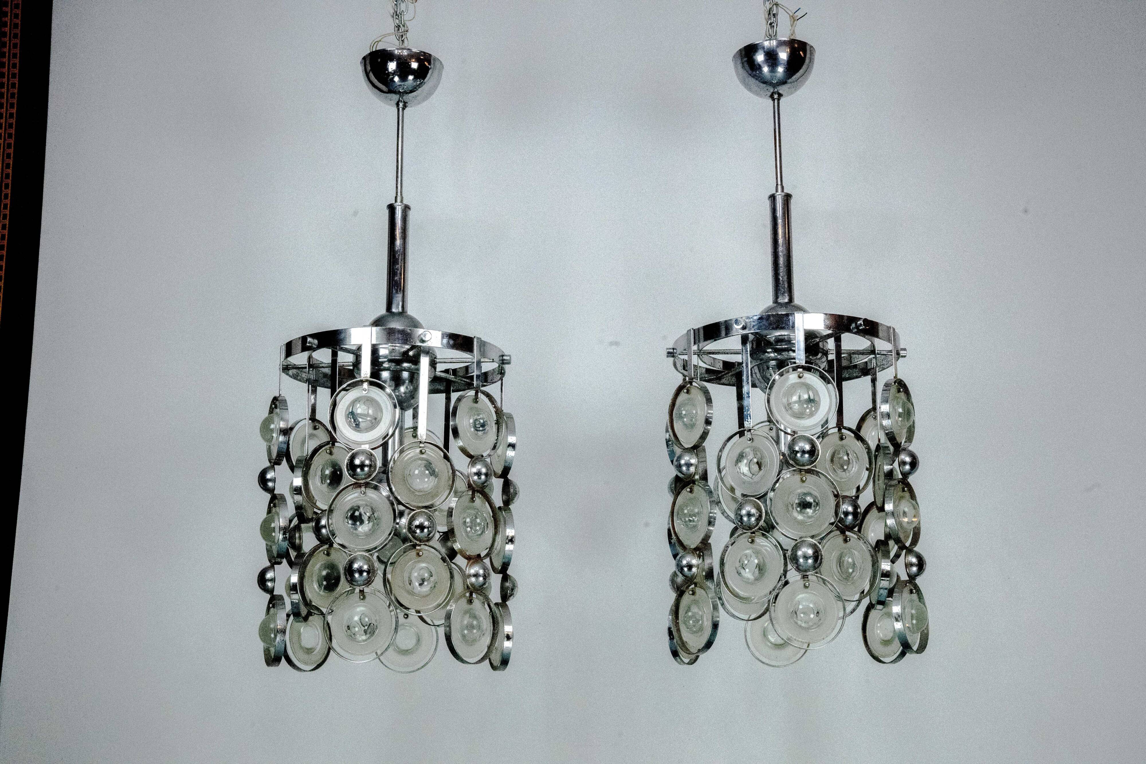 Pair of Pendant Lights by Oscar Torlasco, Italy, 1970s