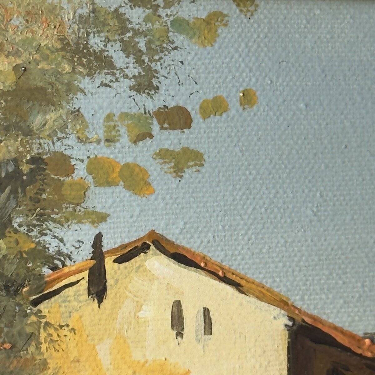 Original oil painting of a landscape, Italy 1960s, signed, framed.