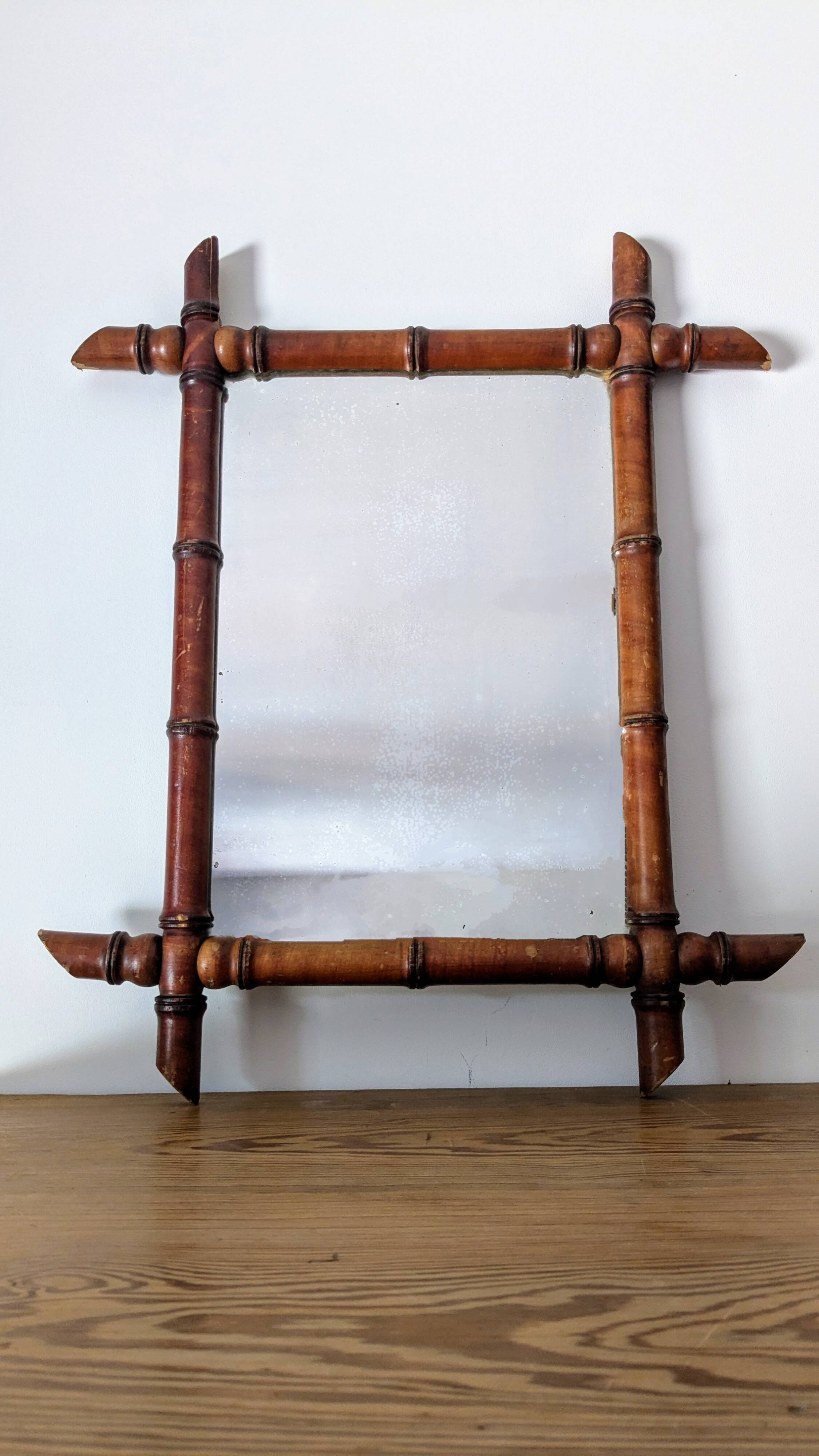 Vintage bamboo mirror 60 x 50 cm