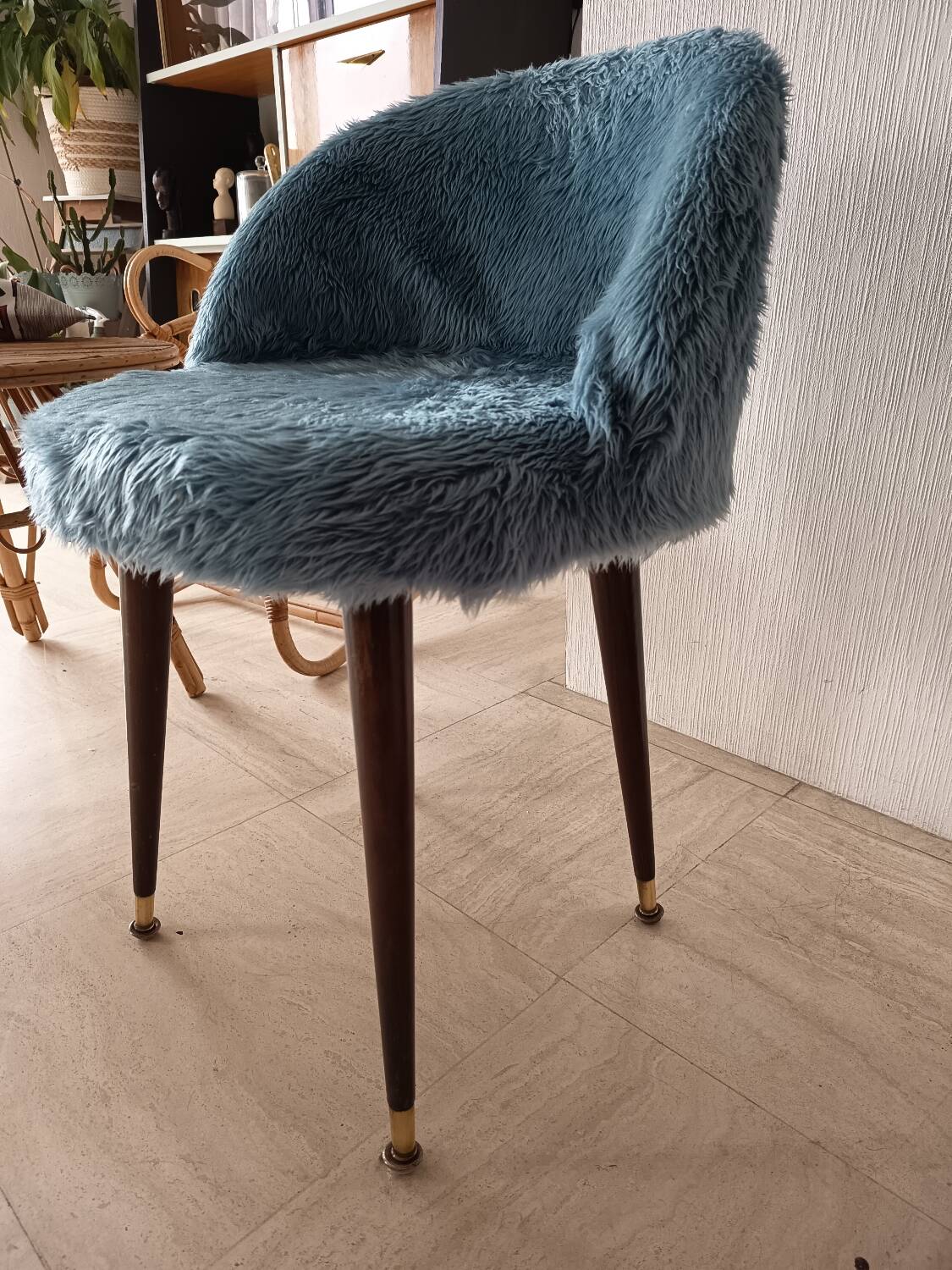 Fluffy blue chair