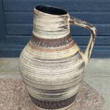 Vase cruche en céramique des années 60 multicolore et sacrifiée