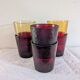 6 vintage glasses Lever France amber and ruby from the 1970s
