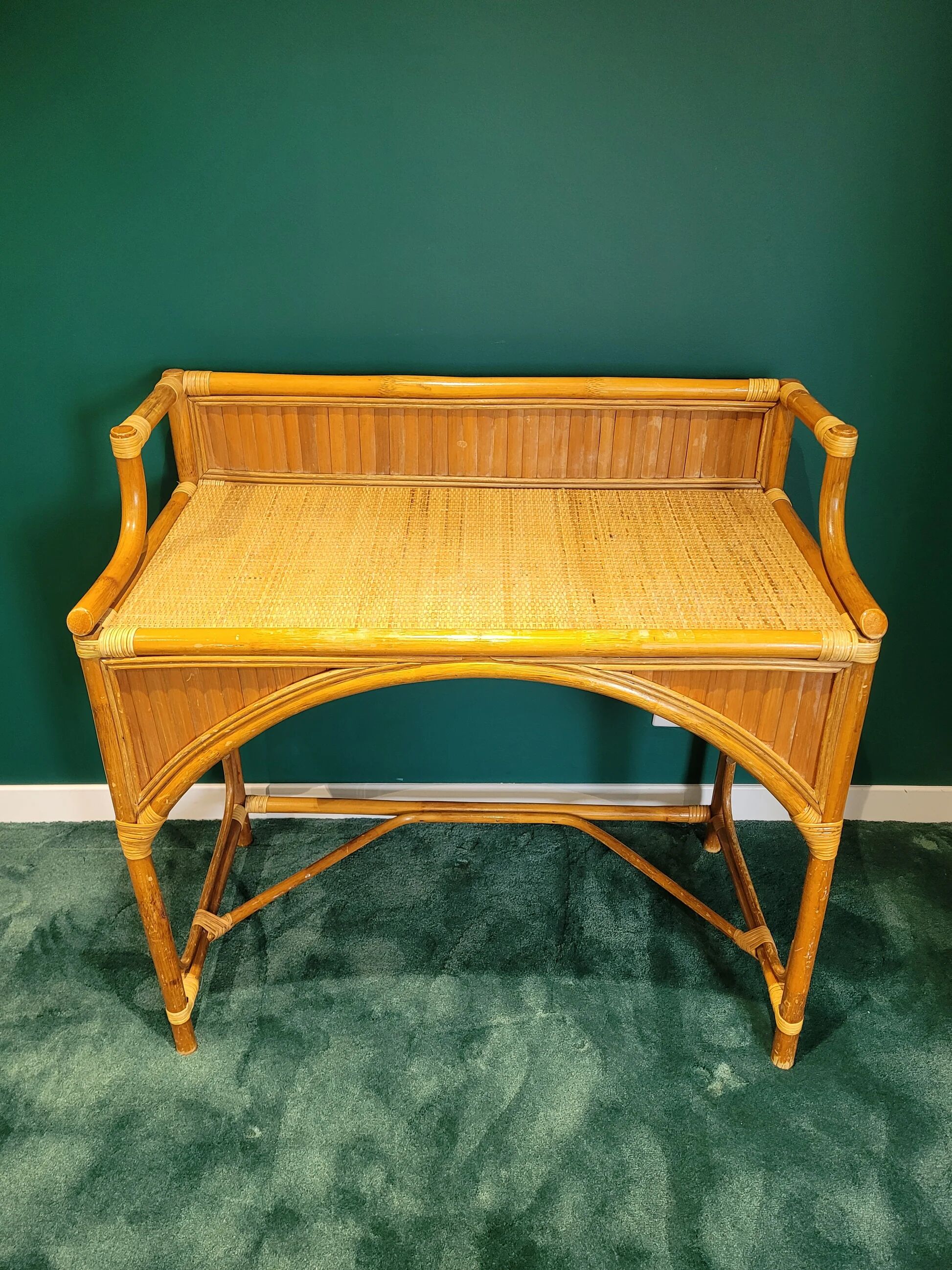 Vintage bamboo and rattan desk