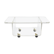 Table basse en plexi thermoformé transparent, sur roulettes