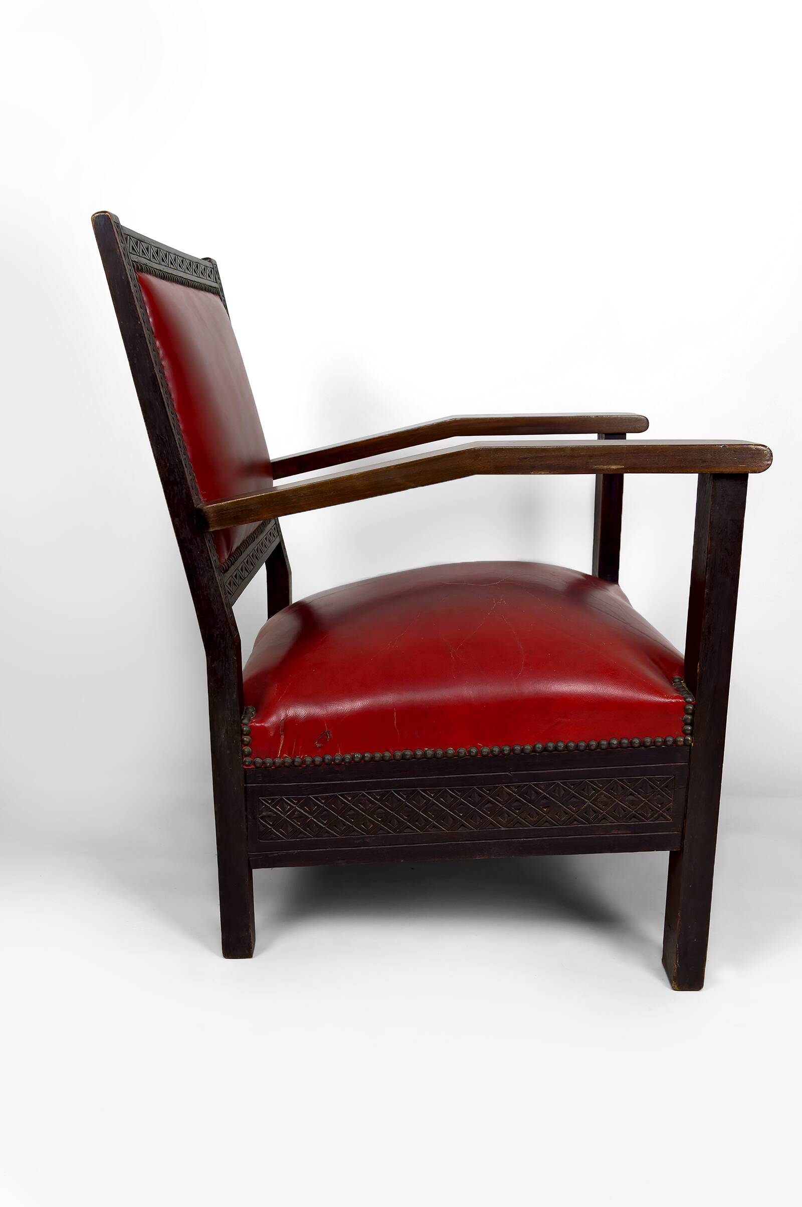Paire de Fauteuils Art Deco Colonial en Bois Sculpté, Algérie, 1930