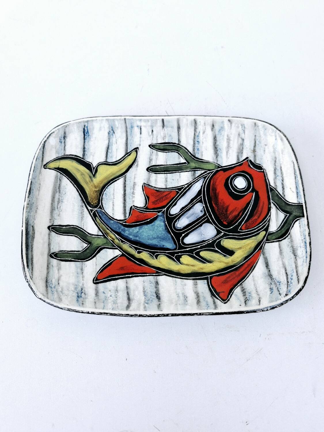 Small Vintage Ceramic Hand Painted Fish Serving Presentation Dish