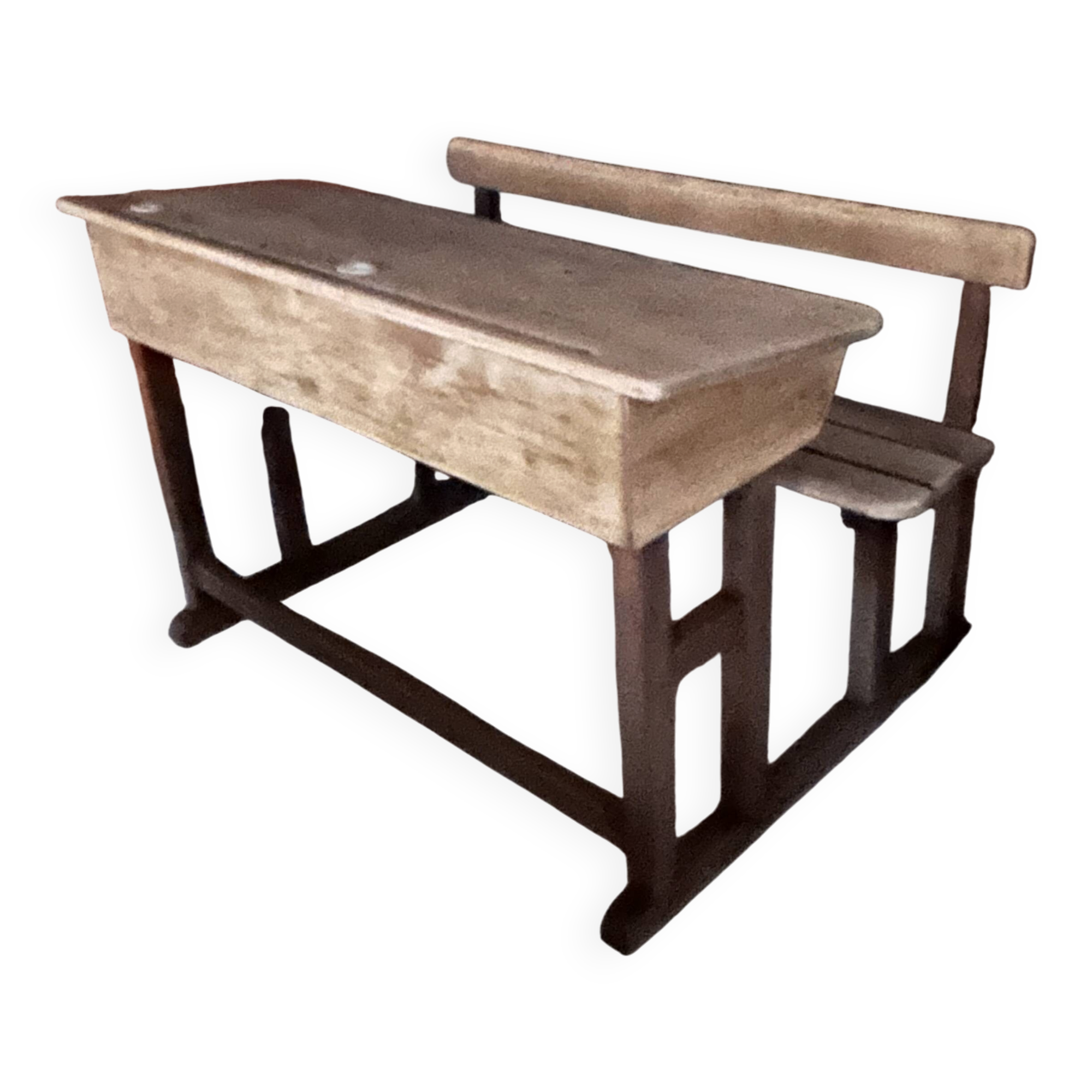 School desk wooden 2 seats