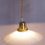 Flat opaline hanging lamp