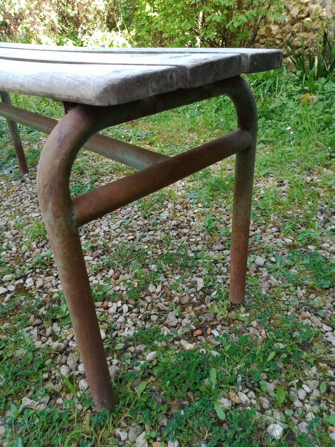 School bench from the 1950s, length 210 cm