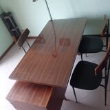 Desk and 3 chairs in 1950s Italian modernist style in rosewood.