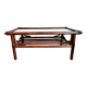 Vintage rattan and smoked glass coffee table 1960