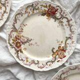 6 polychrome ironstone dinner plates "Wentworth" by Emile Bourgeois