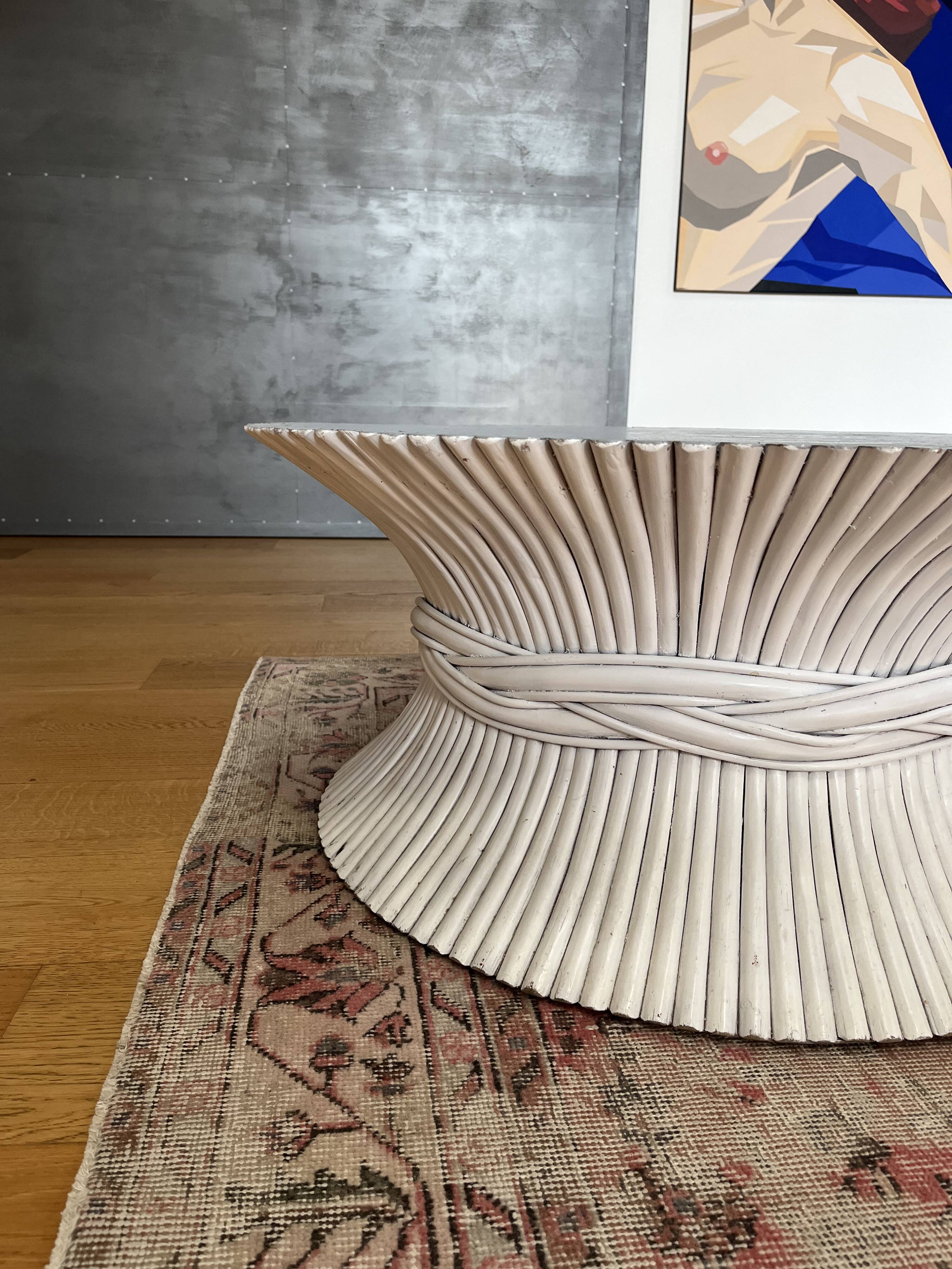 70s rattan coffee table by McGuire