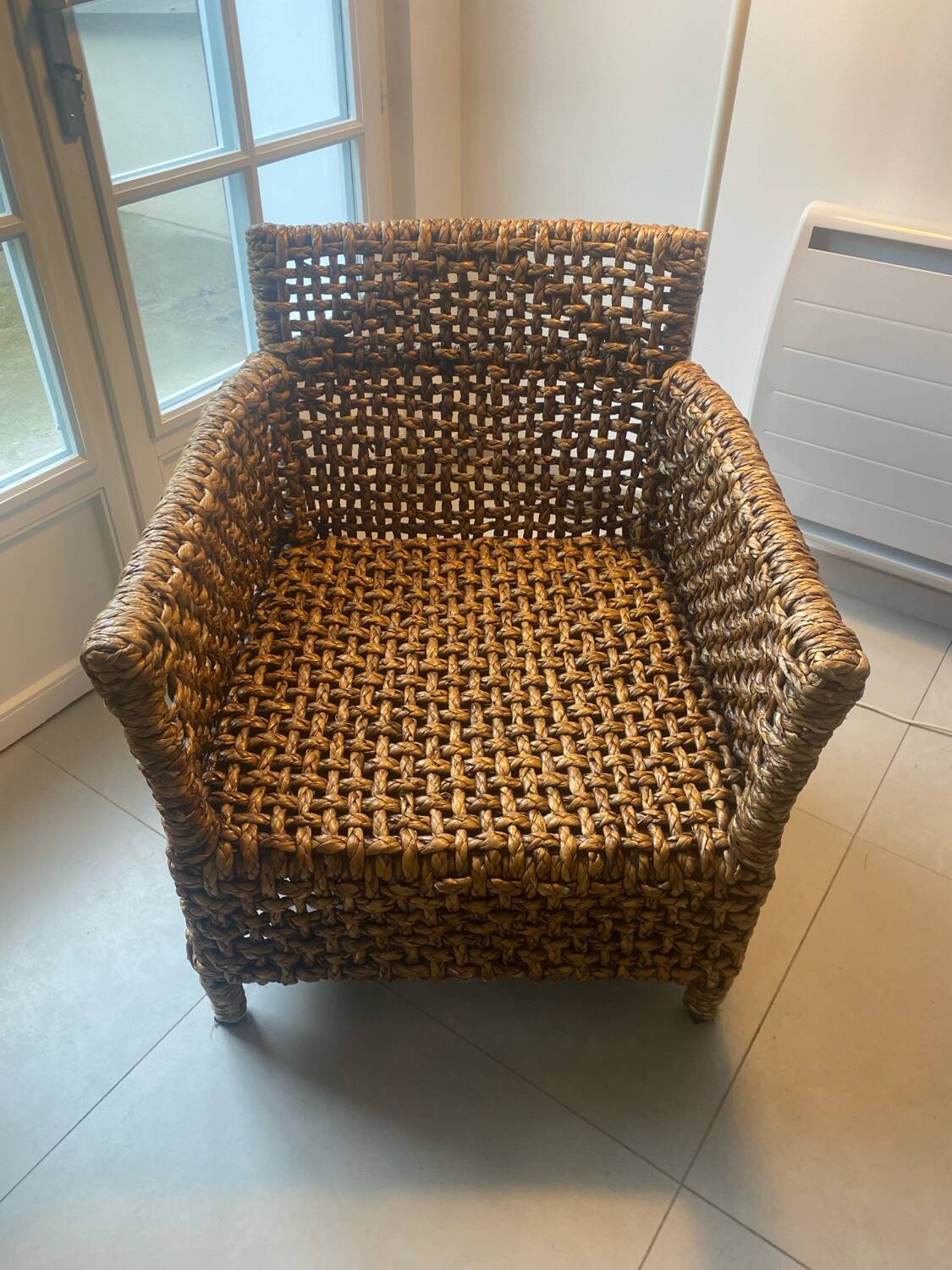 Rattan armchair + 2 cushions