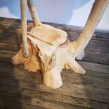 Brutalist teak flower table