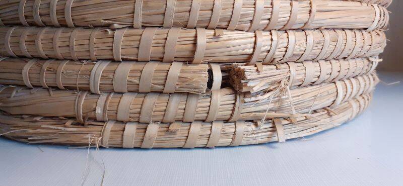 Panière corbeille ronde vintage en paille