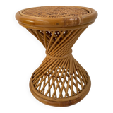 Tabouret diabolo sellette en rotin