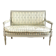 Directoire French silk sofa bench with blue, grey and white 18th century patterns