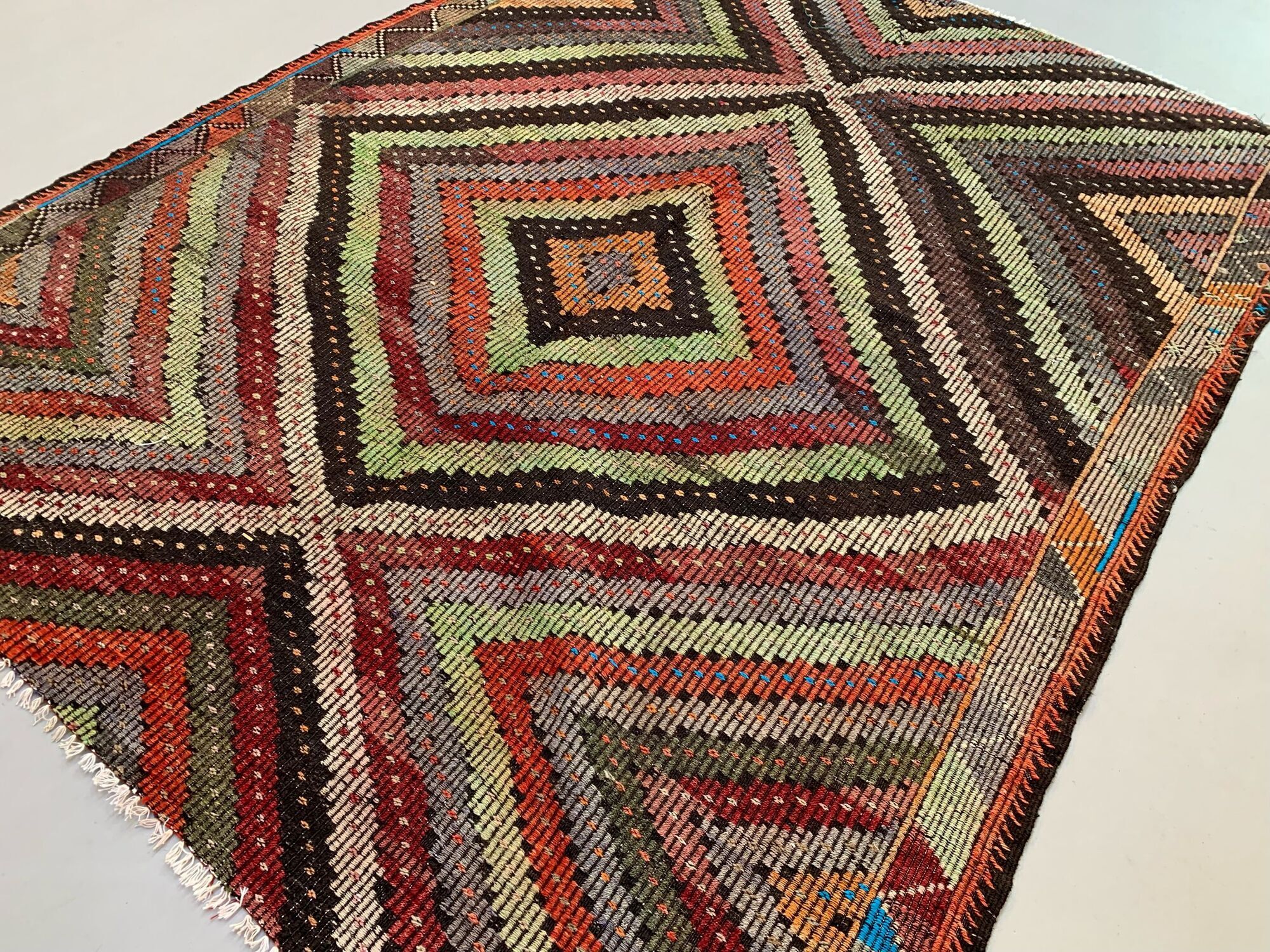 Large Vintage Turkish Kilim Rug 280x215 cm Wool Jajim Kelim