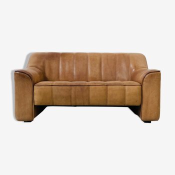 Mid-Century Swiss Cognac Leather DeSede DS-44  Extendable 2-seater Sofa by DeSede 1970s.