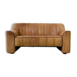 Mid-Century Swiss Cognac Leather DeSede DS-44  Extendable 2-seater Sofa by DeSede 1970s.