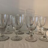 8 old blown and different foot wine glasses