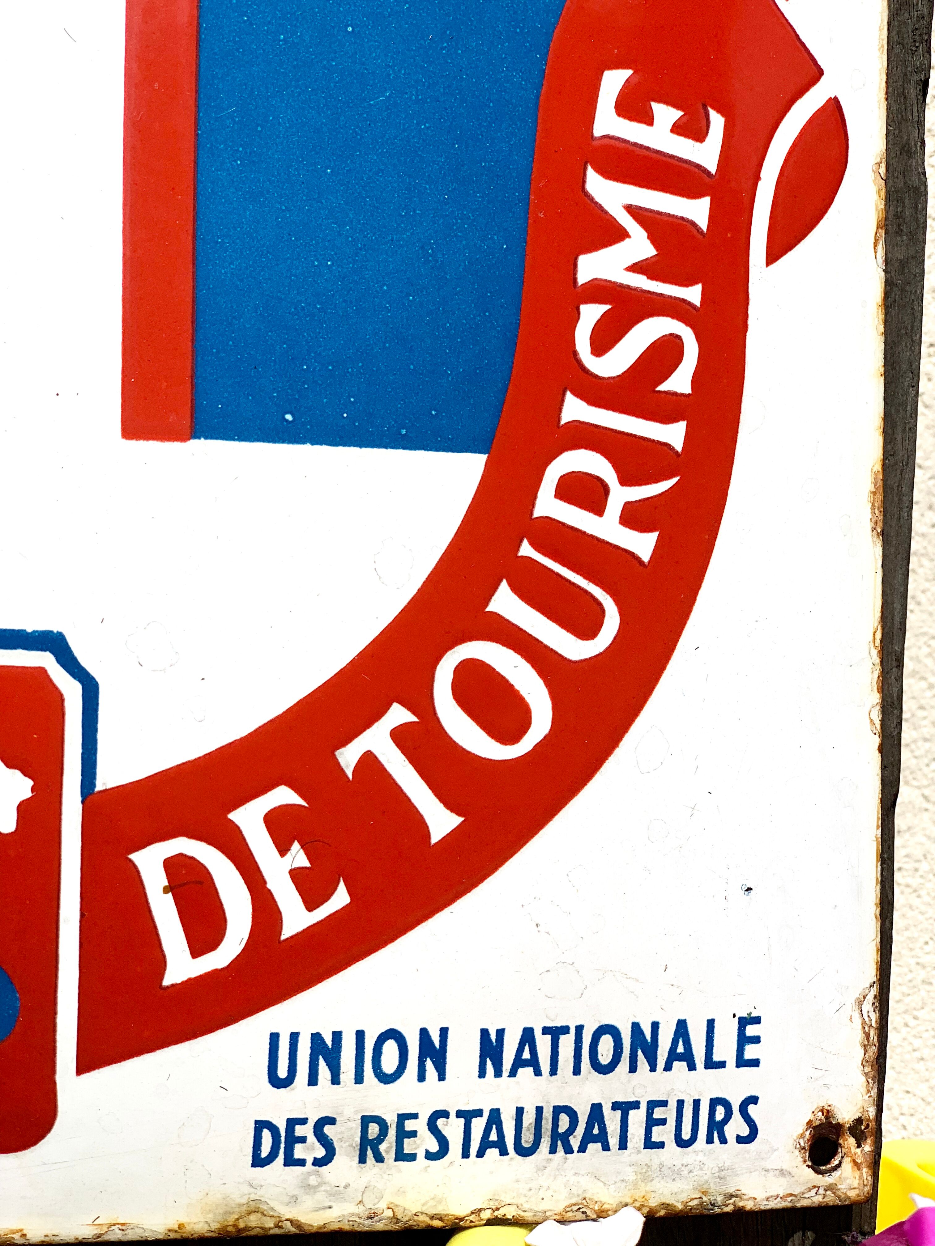 Old enamelled plate tourist restaurant