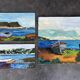 Suite de 3 huiles sur panneaux - paysages marins