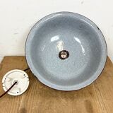 Industrial Factory Grey Enamel Ceiling Lamp, 1960s