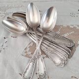 Set of 12 old silver-plated soup spoons