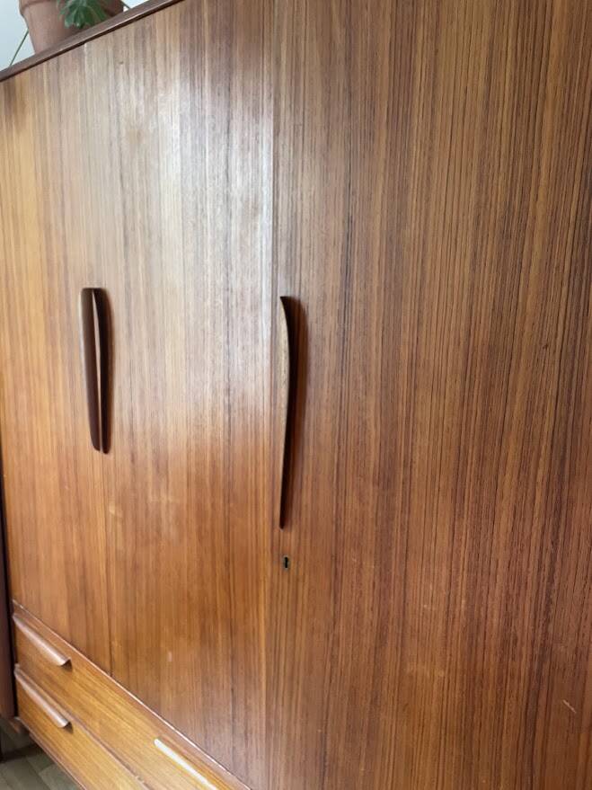 Vintage Scandinavian style teak wardrobe from the 1960s by Tricoire and Vecchione.