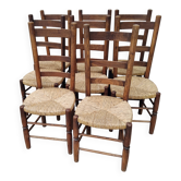 8 chaises paille vintage style Charlotte Perriand