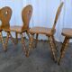 Set of 4 Vintage Tyrolean Heart Cutout Wooden Dining Chairs