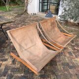 2 leather armchair-sofa Stig Poulsson Bekem. design 70s Denmark