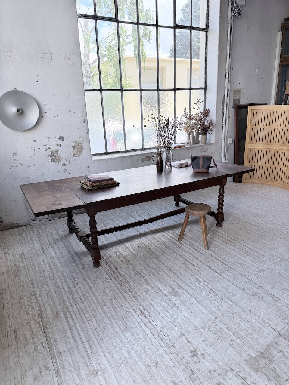Solid oak table 1900 drapery style XL 280cm with extensions