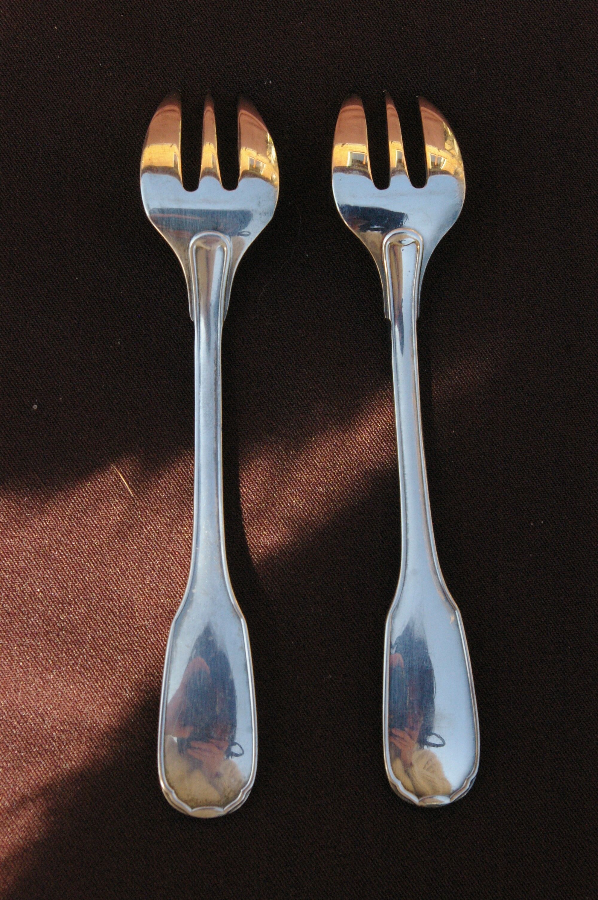 2 oyster forks in silver metal christofle versailles model