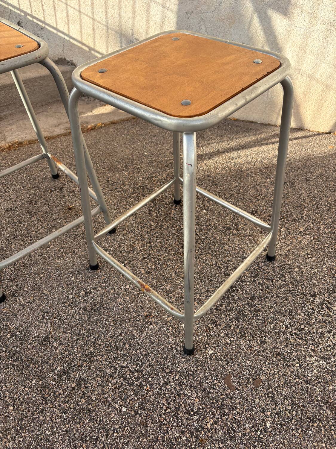 Duo gray industrial stools
