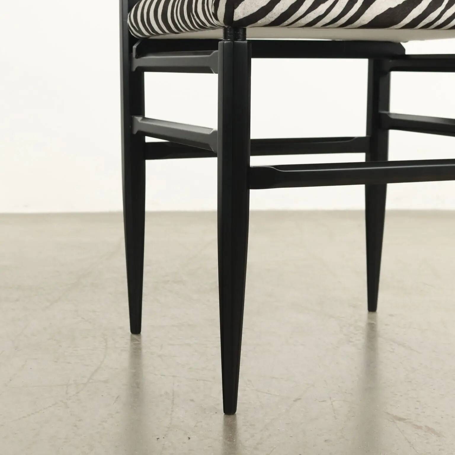 Vintage Jungle Collection chairs in velvet and wood, Italy, 1950s-1960s.