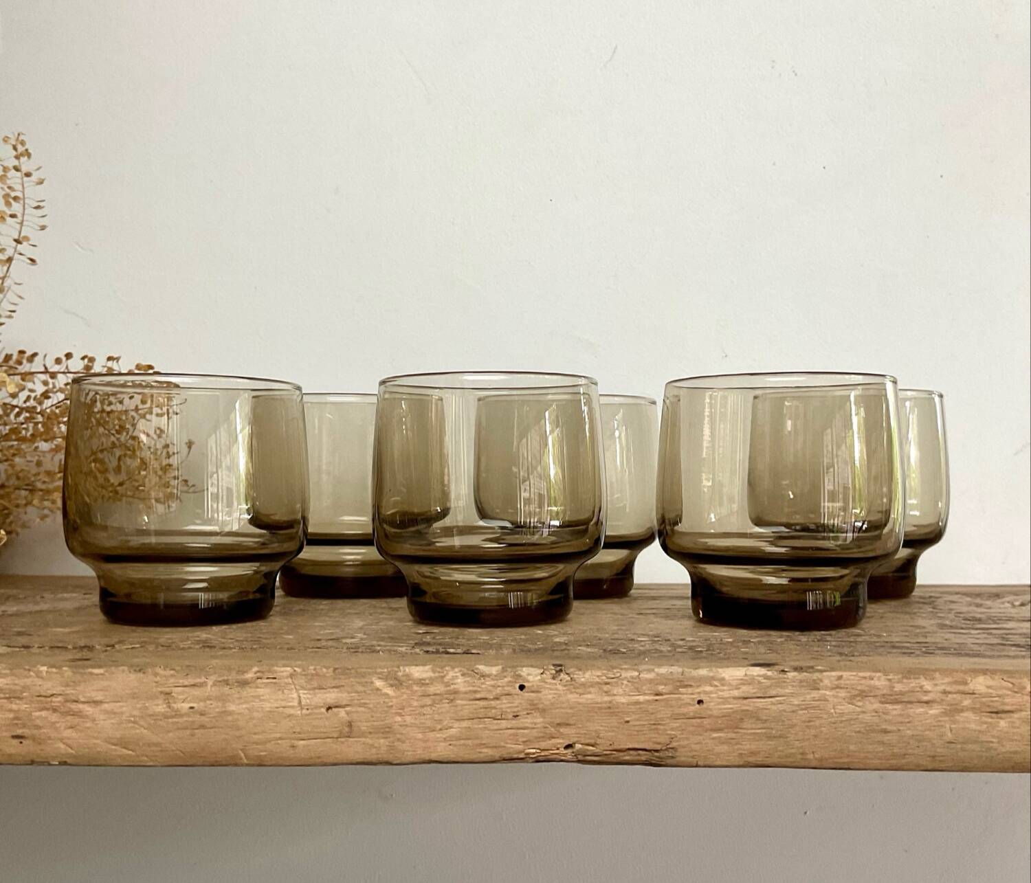 6 petits verres LUMINARC France verre fumé