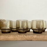 6 small LUMINARC France smoked glass glasses